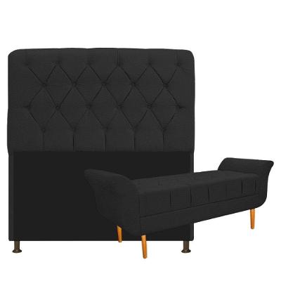 Kit Cabeceira e Recamier 195 Cm King Size Corano Preto