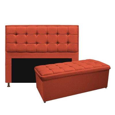 Kit Cabeceira e Calçadeira 195cm King Size Suede Terracota
