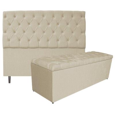 Kit Cabeceira e Calçadeira Liverpool 195 Cm King Size Bege