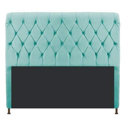 Cabeceira Estofada Cristal 140cm Casal Azul Tiffany