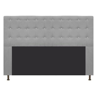 Cabeceira Estofada Dama 140 Cm Casal com Strass Suede Cinza