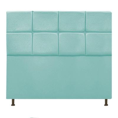 Cabeceira Estofada Damares Casal Botonê Suede Azul Tiffany