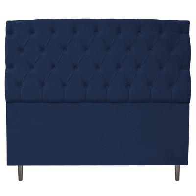 Cabeceira Estofada Liverpool 195cm King Suede Azul Marinho