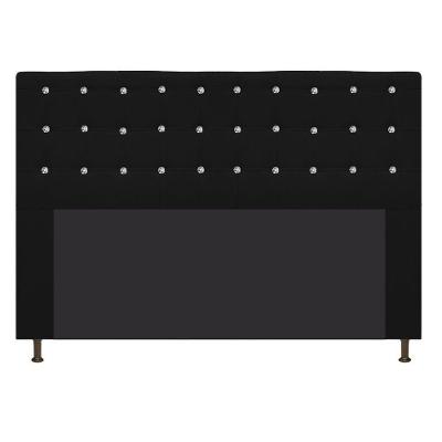 Cabeceira Estofada Dama 140 Cm Casal com Strass Suede Preto