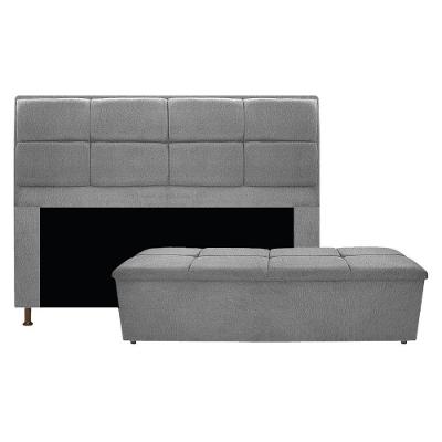 Kit Cabeceira e Calçadeira Munique 195cm King Size Cinza