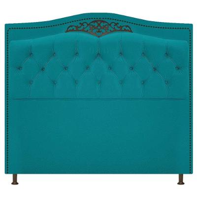 Cabeceira Estofada Yasmim 140 Cm Casal Suede Azul Turquesa