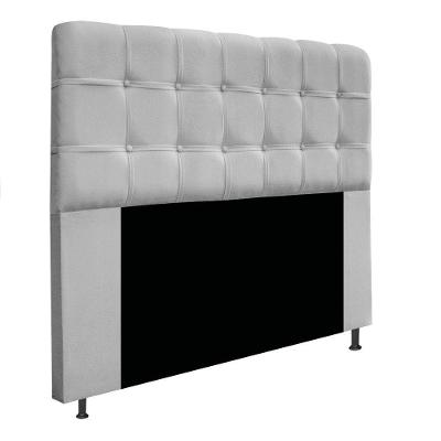 Cabeceira e Calçadeira Baú Mel 160cm Queen Size Suede Cinza