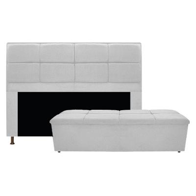 Kit Cabeceira e Calçadeira Munique Queen Size Suede Branco