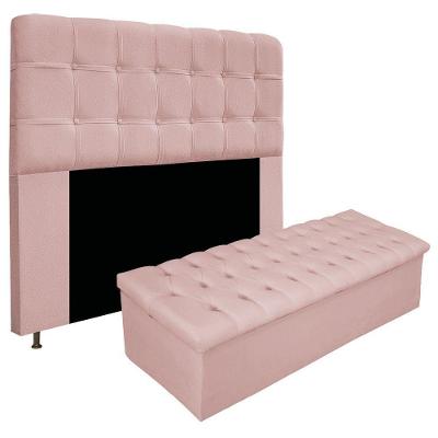 Kit Cabeceira E Calçadeira 160 Cm Queen Size Rosê