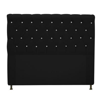 Cabeceira Estofada Cristal 160cm Queen Size Preto