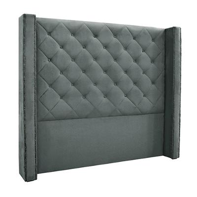 Cabeceira Queen Size 1,84m Loewe Veludo Cinza - Gran Belo