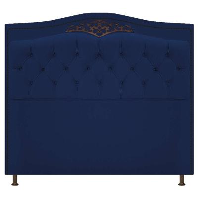 Cabeceira Estofada Yasmim 140 cm Casal Suede Azul Marinho