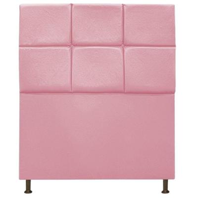 Cabeceira Estofada Damares Solteiro Botonê Suede Rosa Bebê