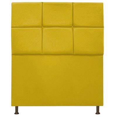 Cabeceira Estofada Damares Solteiro Botonê Suede Amarelo