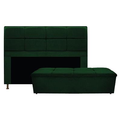 Kit Cabeceira e Calçadeira Munique Queen Size Suede Verde