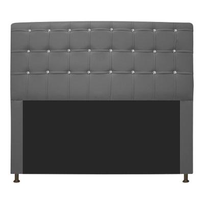 Cabeceira Estofada Dama 140 Cm Casal com Strass Corano Cinza