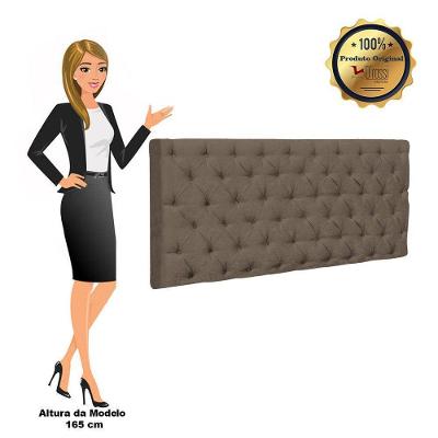 Cabeceira Painel Cristal Cama Box Solteiro 90cm Suede Marrom