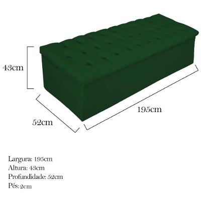 Kit Cabeceira e Calçadeira 195cm King Size Verde