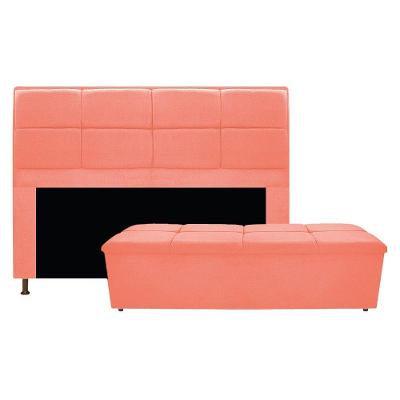 Kit Cabeceira e Calçadeira Munique Queen Size Suede Coral