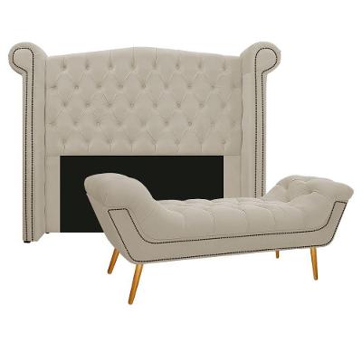Kit Cabeceira E Calçadeira Veneza 195 Cm King Size Suede