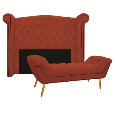 Cabeceira Calçadeira Veneza 160Cm Queen Size Suede Terracota