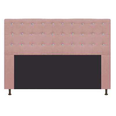 Cabeceira Estofada Dama 195 Cm King Size com Strass Rosê