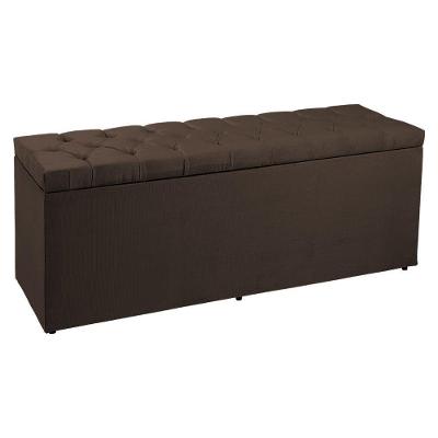 Calçadeira Recamier Baú Casal 1,40m Suede Marrom