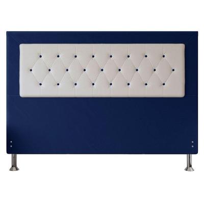 Cabeceira King 1,95m Havana Suede Branco Azul