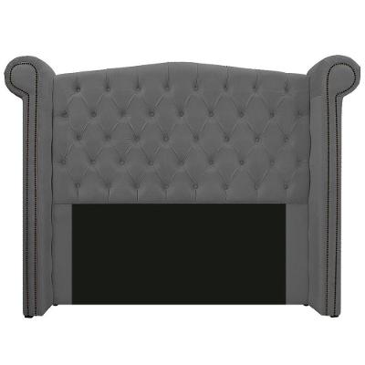 Cabeceira Estofada Veneza 195 Cm King Size Linho Chumbo