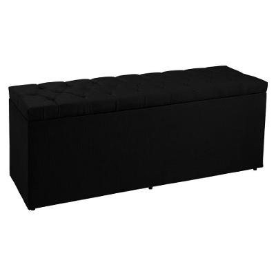 Calçadeira Recamier Baú King 1,95m Suede Preto