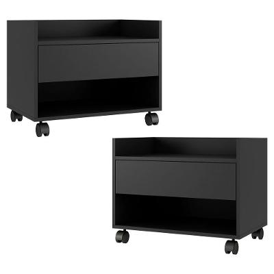 Kit 02 Gabinetes Armário Multiuso Ivy 60cm 100% Mdf Bp Com 01 Gaveta Preto - Desk Design