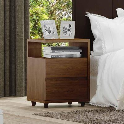 Mesa De Cabeceira Lacy 02 Gavetas Henn Castanho