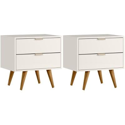 Kit 2 Mesas De Cabeceira 53 Cm 2 Gavetas 14054 Off White Cristal Dmad Off White Cristal