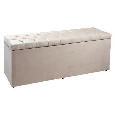 Calçadeira Recamier Baú Casal 1,40m Suede Bege