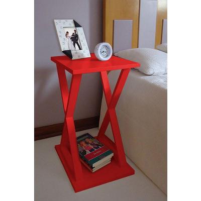 Mesa X Lateral De Apoio Ou Mesa De Cabeceira Vermelho Laca