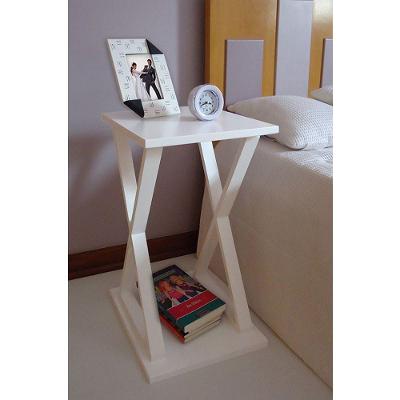 Mesa X Lateral De Apoio Ou Mesa De Cabeceira Branco Laca