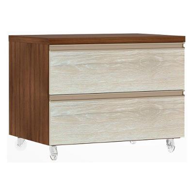 Mesa De Cabeceira 2 Gavetas 60,5cm Nogueira C/Legno Crema