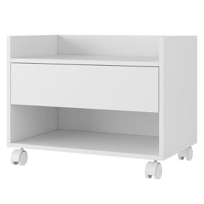 Gabinete Armário Mesa De Cabeceira Multiuso Ivy 60cm 100% Mdf Bp Com 01 Gaveta Branco - Desk Design