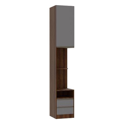 Mesa De Cabeceira 1 Porta 40cm Nogueira C/Cinza Puro
