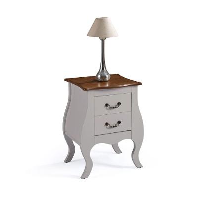 Mesa de Cabeceira Bombê Antique 2 Gavetas Laca Off White