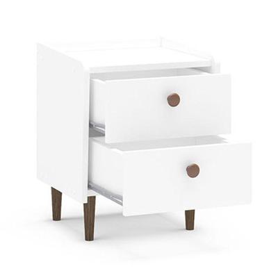Mesa De Cabeceira 2 Gavetas Luisiana Branco Politorno