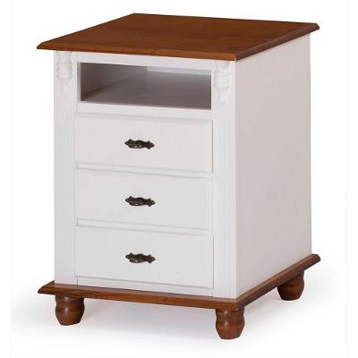 Mesa de Cabeceira 3 Gavetas e Nicho Laca Branca
