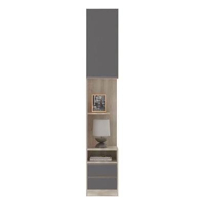 Mesa De Cabeceira Esquerdo 2 Gavetas Prime Plus Cinza Puro