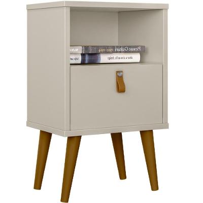 Mesa De Cabeceira Com 1Nicho 04 Pés Em Madeira Off White