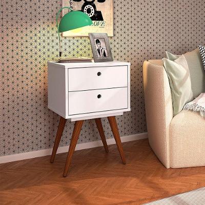 Mesa Cabeceira Retro 50 Branco Mdf/mdp 42cm Olivar - Cor: Branco