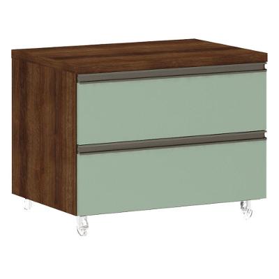 Mesa De Cabeceira 2 Gavetas 60,5cm Nogueira C/Verde