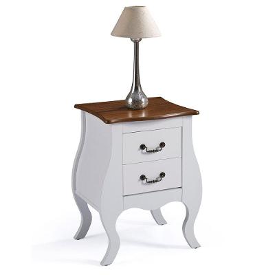 Mesa de Cabeceira Bombê Antique 2 Gavetas Laca Branca