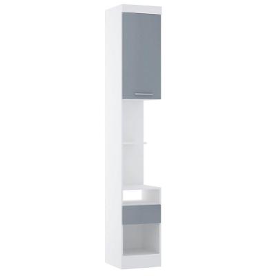 Mesa De Cabeceira Alta 38cm 1 Porta E 1 Gaveta Alpes Luciane Móveis Branco Pf Com Grey Sky Pf