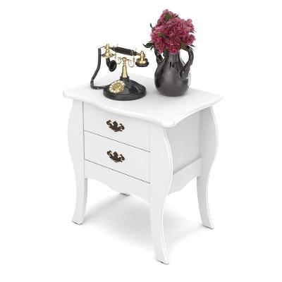 Mesa De Cabeceira Grande 2 Gavetas Estilo Classico Branco