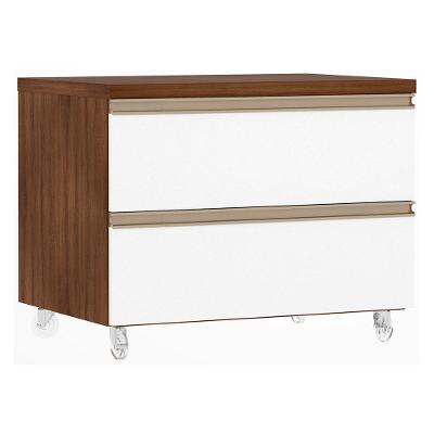 Mesa De Cabeceira 2 Gavetas 60,5cm Nogueira C/Branco